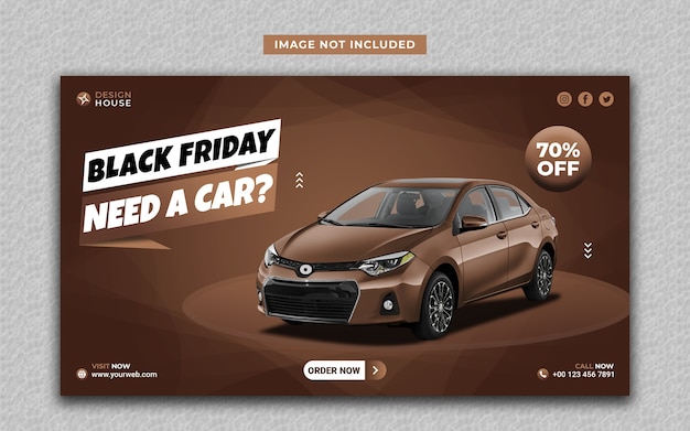 Modern car rental black Friday social media and web banner template