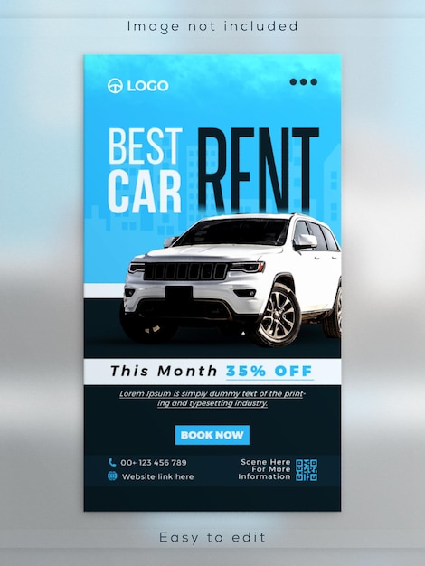 Modern Car rental instagram story promotion post banner template design