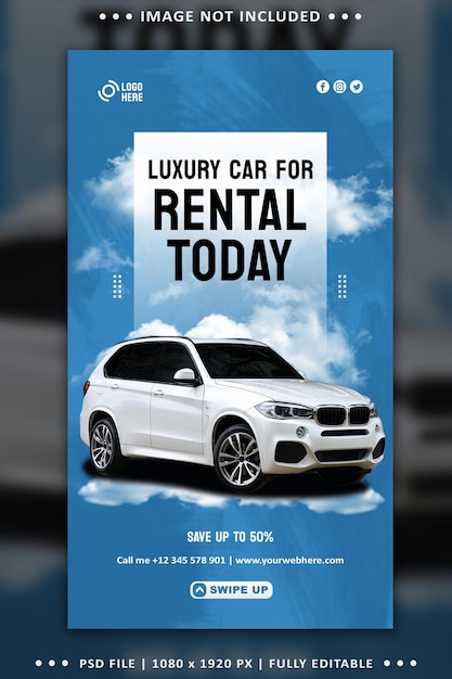 Modern car rental social media post banner template