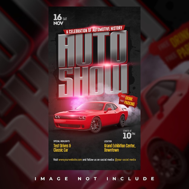 PSD modern car show banner template for auto events