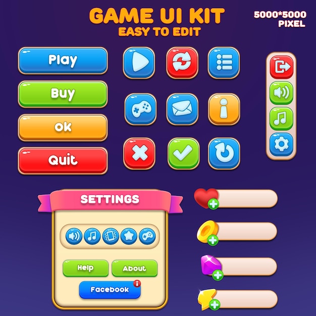 Modern casual game ui kit design Game UI Kit PSD Popup game ui button interface psd window ui