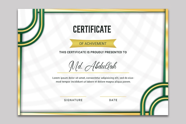 Modern Certificate of achievement PSD template