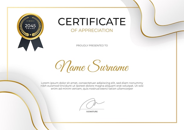 Modern certificate of appreciation template Suit for award business corporate and education need