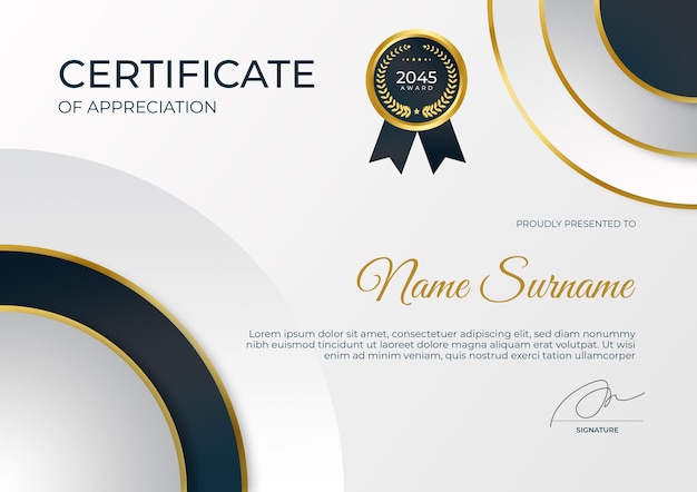 Modern certificate of appreciation template Suit for award business corporate and education need