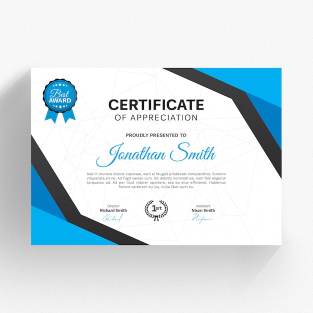 Modern certificate template