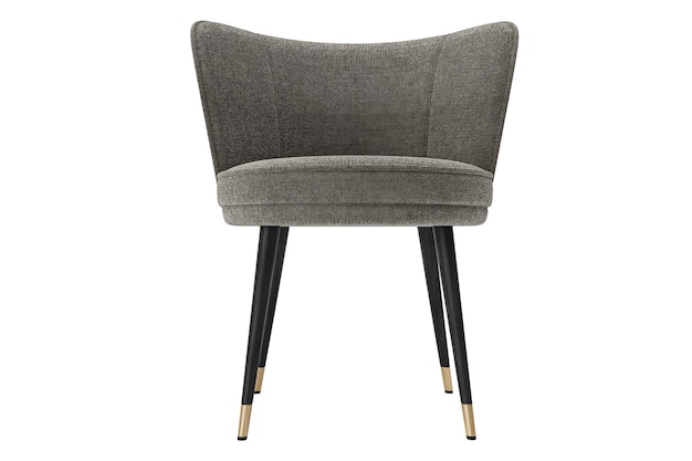 Modern and classic fabric chair with metallic gold legs isolated on white backgorund