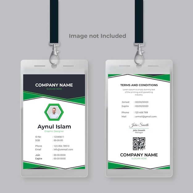 Modern and clean id card template design for corporate company