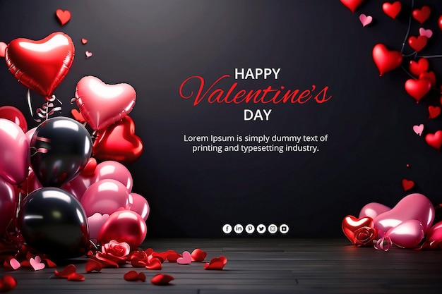 Modern and clean PSD happy valentines day background