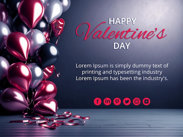 Modern and clean PSD happy valentines day background