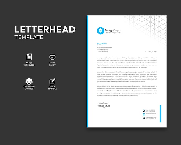 Modern company letterhead template design