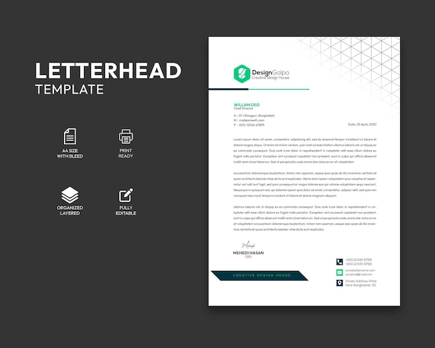 PSD modern company letterhead template design