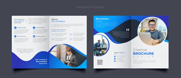 Modern corporate business bi fold brochure design template