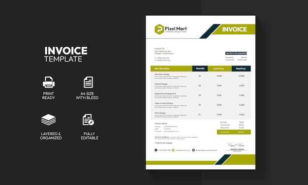 Modern corporate business invoice template design