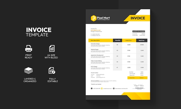 Modern corporate business invoice template design