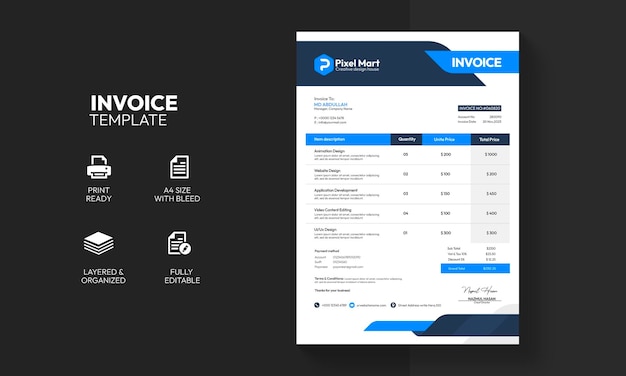 Modern corporate business invoice template design