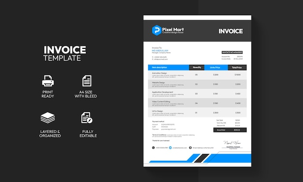 Modern corporate business invoice template design