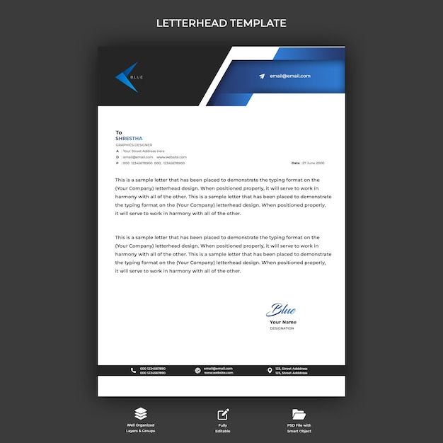 Modern corporate company letterhead premium psd