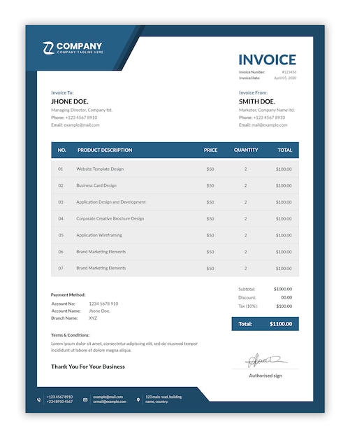 PSD modern corporate invoice template