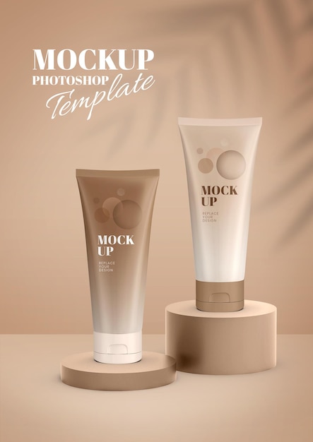 Modern cosmetic tube skincare mockup poster