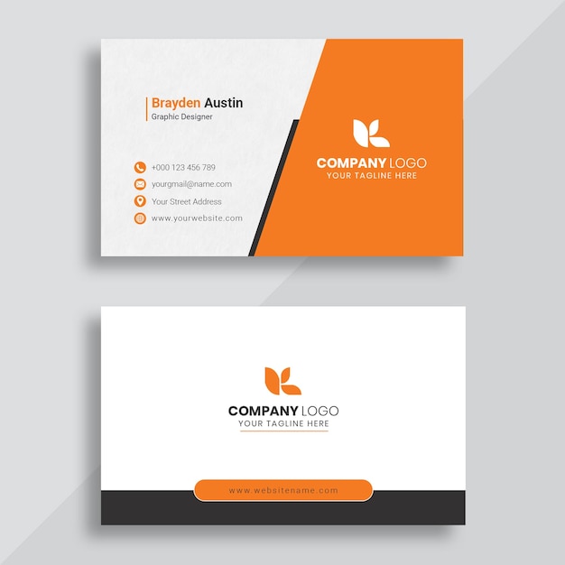 Modern creative and clean business card Orange template