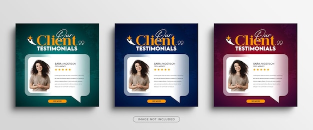 Modern and creative client testimonials or customer feedback social media post banner template