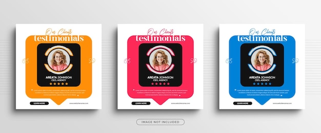 Modern and creative client testimonials or customer feedback social media post banner template