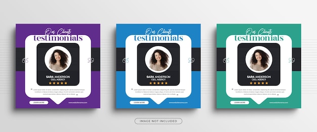 Modern and creative client testimonials or customer feedback social media post banner template