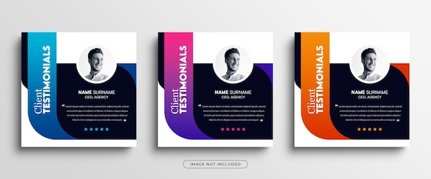 Modern and creative client testimonials or customer feedback social media post banner template