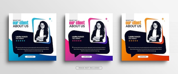 Modern and creative client testimonials or customer feedback social media post banner template