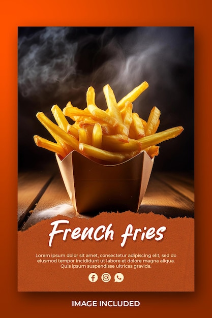 PSD modern creative french fries restaurant promotional social media post