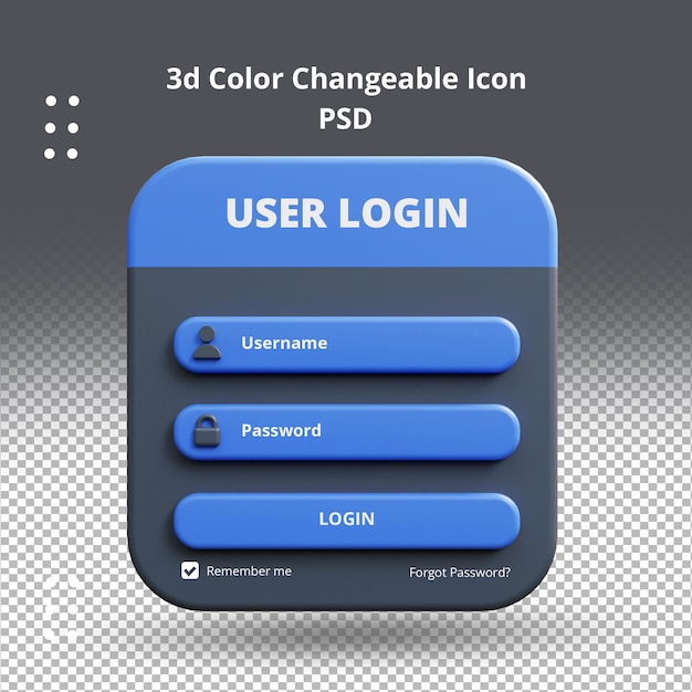Modern Dark web login page templates 3d render