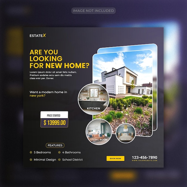 Modern design Real estate property house sale instagram or social media post template