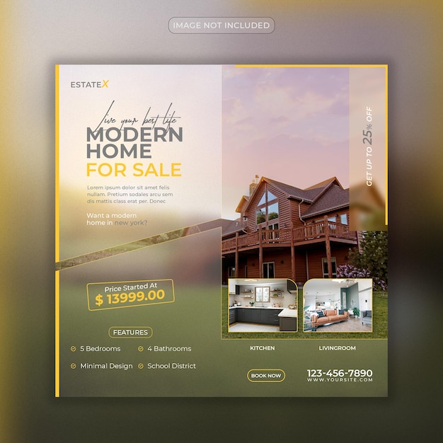 Modern design Real estate property house sale instagram or social media post template