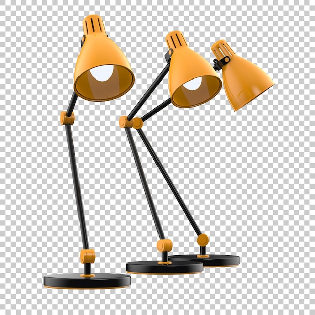 Modern desk lamp isolated on transparent background 3d rendering illustration