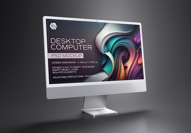 Modern desktop computer display on black Mockup