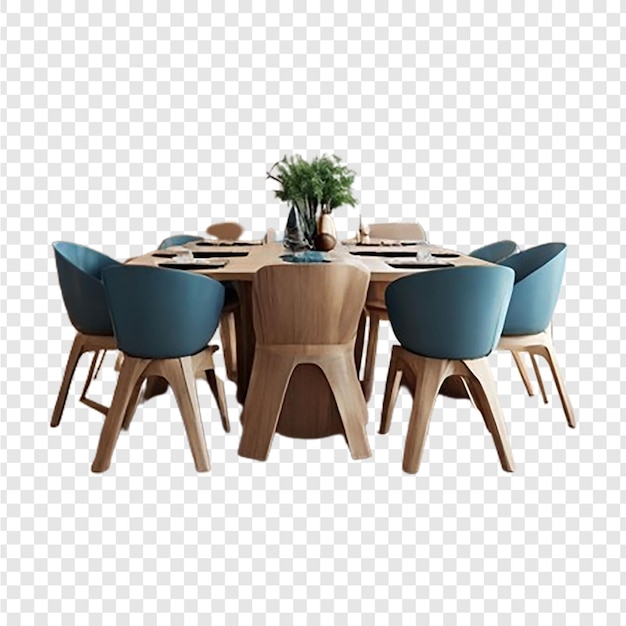 Modern dining room interior design in 3d rendering isolated on transparent background