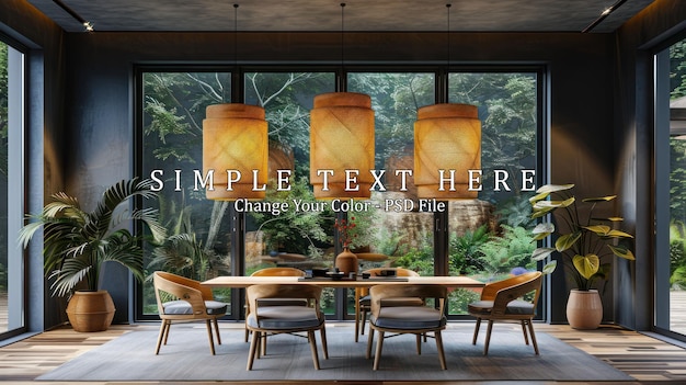 Modern Dining Room with a View of Lush Greenery