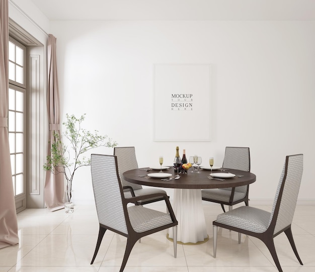 modern dinning room with mockup poster