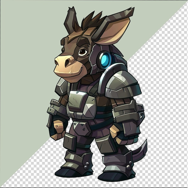 Modern donkey robot cartoon Illustration Futuristic donkey cyborg cartoon