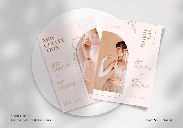 PSD modern and elegant minimalist flyer, brochure or leaflet mockup with free template layout design