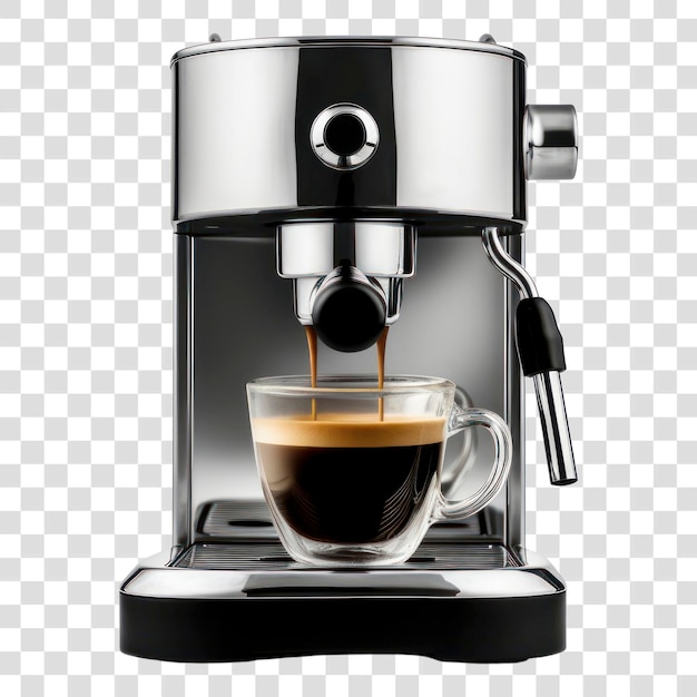 Modern espresso machine brewing coffee