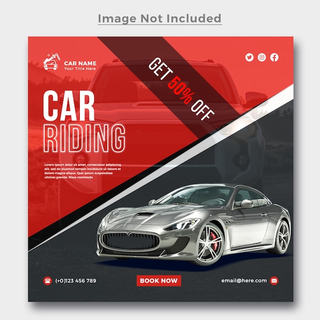 Modern exclusive rent and buy car for social media post banner