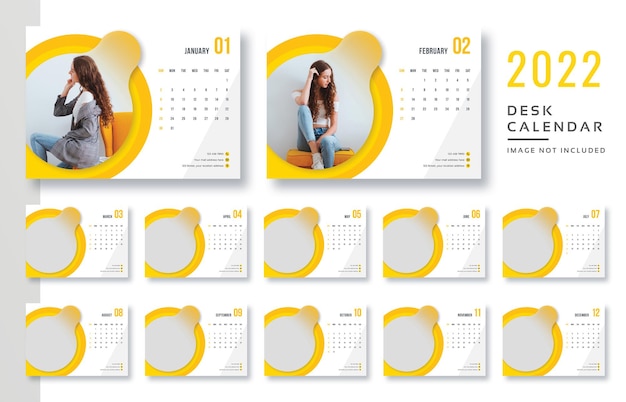 modern fashion 2022 desk calendar print ready template