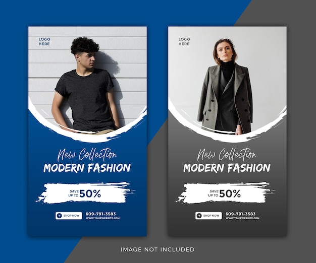 modern fashion sale instagram stories template set design