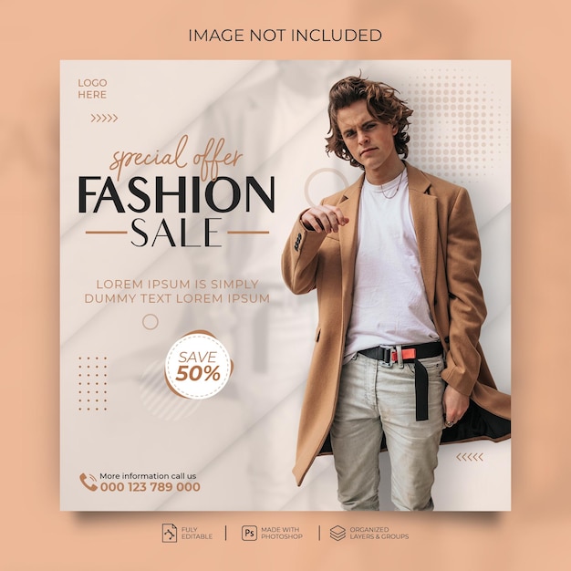 Modern fashion social media Instagram post template