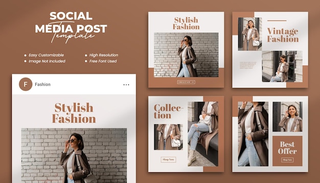 Modern fashion social media post or web banner square template