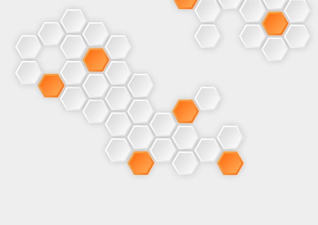 modern flat hexagonal background with orange gradient