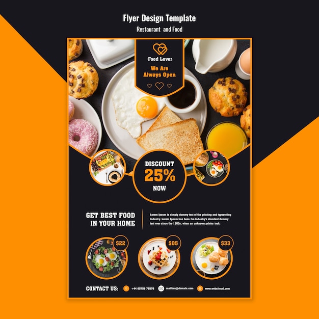 PSD modern flyer template for breakfast restaurant