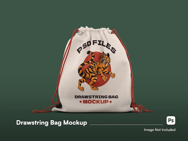 Modern Front View Drawstring Bag Mockup 3D Isolated for Sport bag