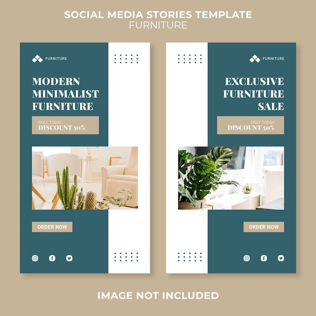 Modern furniture concept social media stories template